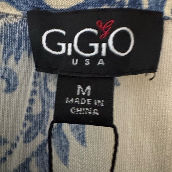 GiGiO Blue White Floral Dress Adjustable Tie Waist Boho Cottagecore Medium NWT - Picture 10 of 17